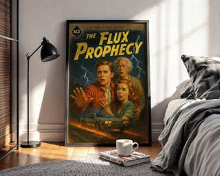 The Flux Prophecy Retro Poster – Vintage Sci - Fi Book Cover Art Print, 80s Inspired Thriller Wall Art, Cult Classic Time Travel Poster - Just Great Posters