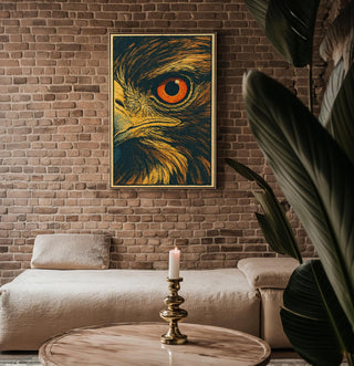 Hawk Eye Poster – Bold Close - Up Bird of Prey Wall Art, Retro Wildlife Print for Rustic, Lodge, or Nature Lover Decor - Just Great Posters