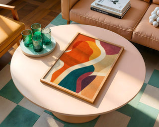 Retro Abstract Wall Art, Colorful Mid Century Modern Print, Bold Shapes Poster, Warm Palette Decor, 260gsm Paper, Free Shipping - Just Great Posters