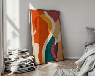 Retro Abstract Wall Art, Colorful Mid Century Modern Print, Bold Shapes Poster, Warm Palette Decor, 260gsm Paper, Free Shipping - Just Great Posters