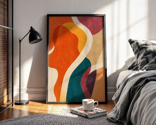 Retro Abstract Wall Art, Colorful Mid Century Modern Print, Bold Shapes Poster, Warm Palette Decor, 260gsm Paper, Free Shipping - Just Great Posters