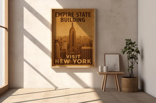 Vintage New York Poster – Empire State Building Art Print with Sepia Cityscape, Retro Travel Wall, Printed on 260gsm Paper, Free Shipping - Just Great Posters