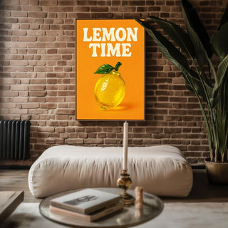 Bold Lemon Art Print – Vibrant Retro Kitchen Poster in Bright Orange & Yellow, Funky Fruit Wall Art on 260gsm Paper, Free Shipping - Just Great Posters