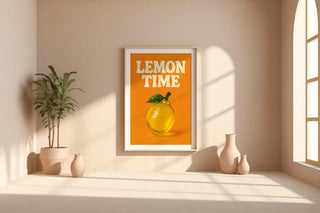 Bold Lemon Art Print – Vibrant Retro Kitchen Poster in Bright Orange & Yellow, Funky Fruit Wall Art on 260gsm Paper, Free Shipping - Just Great Posters