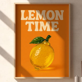 Bold Lemon Art Print – Vibrant Retro Kitchen Poster in Bright Orange & Yellow, Funky Fruit Wall Art on 260gsm Paper, Free Shipping - Just Great Posters