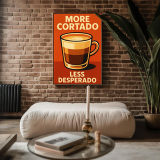Funny Cortado Coffee Poster – Retro - Style Espresso Wall Art with Sassy Quote, Barista Kitchen Print or Café Decor Gift - Just Great Posters
