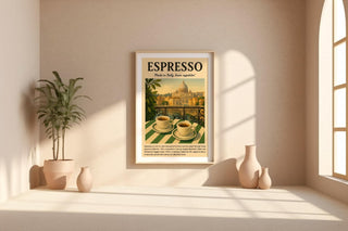Classic Italian Espresso Print – Vintage Coffee Poster with Rome View, Bold Espresso Wall Art for Kitchen, Café or Coffee Bar - Just Great Posters