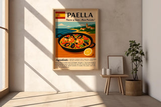 Spanish Paella Poster Print – Colorful Vintage Recipe Wall Art, Spanish Kitchen Decor, Mediterranean Food Art - Just Great Posters