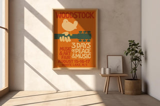 Woodstock Poster Reprint | Retro Orange Music Festival Art | Peace and Music 60s Vibe Wall Art for Music Rooms & Vintage Lovers - Just Great Posters