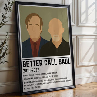 Better Call Saul Character Poster | Clean Minimalist Print of Cult Crime Show | Dark Comedy Legal Drama Wall Art for TV Lovers - Just Great Posters