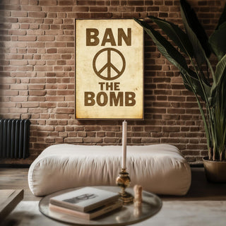 Ban the Bomb Peace Poster | Vintage Protest Art Print with Bold Typography | 1960s Anti - War Movement Wall Art | Free Shipping - Just Great Posters