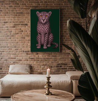 Purple Cheetah Art Print | Modern Animal Illustration with Bold Colors | Jungle - Inspired Wall Decor | Free Shipping Included - Just Great Posters