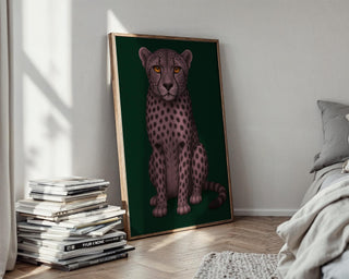 Purple Cheetah Art Print | Modern Animal Illustration with Bold Colors | Jungle - Inspired Wall Decor | Free Shipping Included - Just Great Posters