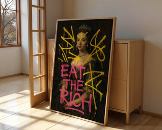 Eat The Rich Graffiti Art Print – Street Art Over Classical Portrait, Punk Anti - Capitalist Wall Decor, Free Shipping Poster - Just Great Posters