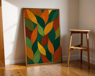 Mid Century Modern Leaf Wall Art Print – Minimalist Botanical Poster, Retro Plant Decor, Abstract Greenery Illustration, Free Shipping - Just Great Posters
