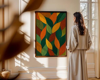 Mid Century Modern Leaf Wall Art Print – Minimalist Botanical Poster, Retro Plant Decor, Abstract Greenery Illustration, Free Shipping - Just Great Posters