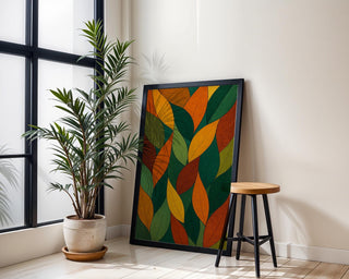 Mid Century Modern Leaf Wall Art Print – Minimalist Botanical Poster, Retro Plant Decor, Abstract Greenery Illustration, Free Shipping - Just Great Posters