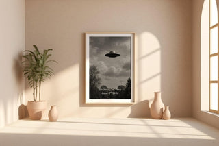 Retro UFO Photo Print – Vintage Flying Saucer Over Hanksville Utah, Funny Alien Poster for Sci - Fi Fans & Midcentury Wall Art Lovers - Just Great Posters