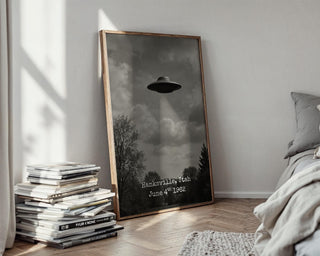 Retro UFO Photo Print – Vintage Flying Saucer Over Hanksville Utah, Funny Alien Poster for Sci - Fi Fans & Midcentury Wall Art Lovers - Just Great Posters
