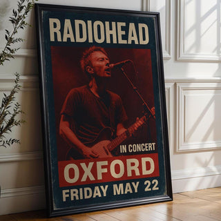 Radiohead Concert Poster – Vintage - Style Music Print with Oxford Gig Date, Gritty Red Rock Show Wall Art for Indie & Alt Fans - Just Great Posters