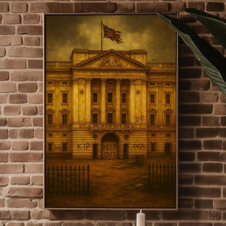 Graffiti Palace Art Print – Dystopian British Monarchy Wall Art with Dark Satirical Twist - Just Great Posters
