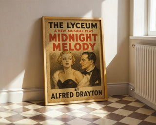 Midnight Melody Theatre Poster – Retro West End Musical Print, Vintage Glam Couple Wall Art - Just Great Posters
