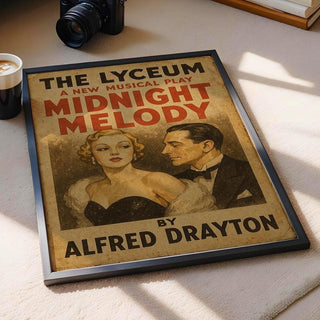 Midnight Melody Theatre Poster – Retro West End Musical Print, Vintage Glam Couple Wall Art - Just Great Posters