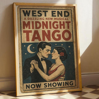 Midnight Tango Musical Poster – Dazzling West End Dance Print, Retro Romance Theatre Art - Just Great Posters