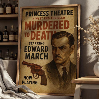 Murdered to Death Poster – West End Mystery Playbill Print, Retro Detective Drama Wall Art - Just Great Posters
