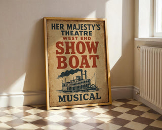 Show Boat Musical Poster – Vintage Steamboat Theatre Print, Retro West End Americana Art - Just Great Posters
