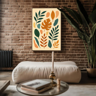 Mid Century Modern Leaf Print – Abstract Botanical Wall Art, Minimalist Nature Decor, Boho Plant Poster, Earth Tone Digital Download - Just Great Posters