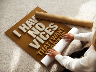 Funny Vice Quote Poster – Bold Typography Wall Art, “I Have No Vices That I Want to Give Up” Print for Bar, Office, or Man Cave Decor - Just Great Posters