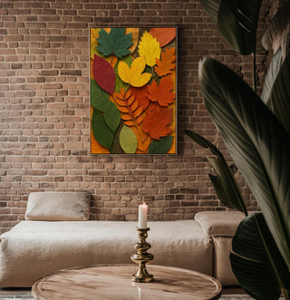 Fall Leaves Wall Art | Cozy Autumn Nature Print with Bold Color | Boho Botanical Poster for Living Room or Entry | Free Shipping Always - Just Great Posters
