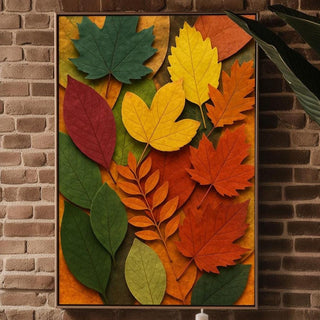Fall Leaves Wall Art | Cozy Autumn Nature Print with Bold Color | Boho Botanical Poster for Living Room or Entry | Free Shipping Always - Just Great Posters
