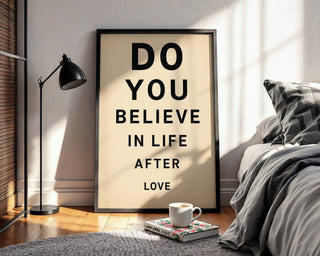 Cher Lyric Poster | Do You Believe in Life After Love Print | Bold Minimalist Wall Art for Music Lovers & Breakups | Free Shipping Always - Just Great Posters