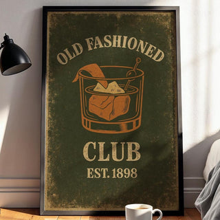 Old Fashioned Cocktail Poster | Vintage Whiskey Wall Art for Bar, Kitchen or Den | Retro Speakeasy Vibes | Free Shipping Included - Just Great Posters