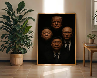 World Leader Queen Art Print – Satirical Portrait of World Leaders, Dark Political Wall Art, Pop Culture Parody Poster, Physical Poster - Just Great Posters
