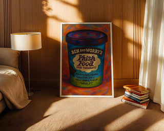 Phish Food for Thought Poster – Funny Ice Cream Parody Wall Art, Mental Health Print, Physical Poster Shipped, Ben & Worry’s Series - Just Great Posters