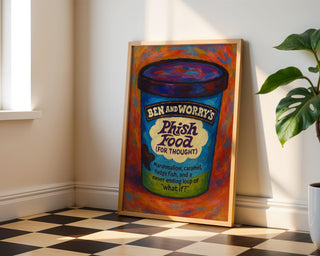 Phish Food for Thought Poster – Funny Ice Cream Parody Wall Art, Mental Health Print, Physical Poster Shipped, Ben & Worry’s Series - Just Great Posters