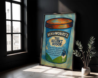 The Silent Scoop Poster – Funny Social Anxiety Wall Art, Ice Cream Parody Mental Health Print, Physical Poster Shipped to You - Just Great Posters