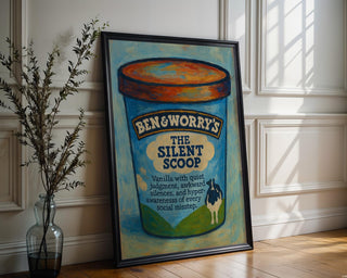 The Silent Scoop Poster – Funny Social Anxiety Wall Art, Ice Cream Parody Mental Health Print, Physical Poster Shipped to You - Just Great Posters