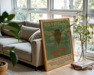 Cicada Poster – SEMI Tokyo Entomology Center Insect Print, Vintage Japanese Bug Wall Art, Physical Only - Just Great Posters