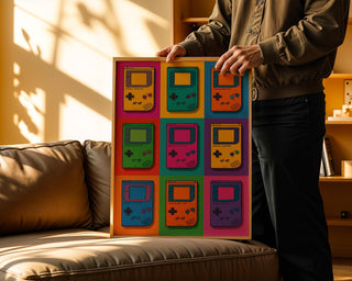 Retro Gaming Pop Art Poster | Bright Game Console Wall Print | 90s Nostalgia Gift | Bold Gamer Room Decor | Free Shipping - Just Great Posters