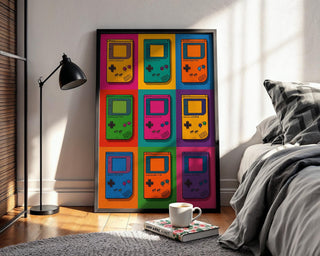 Retro Gaming Pop Art Poster | Bright Game Console Wall Print | 90s Nostalgia Gift | Bold Gamer Room Decor | Free Shipping - Just Great Posters
