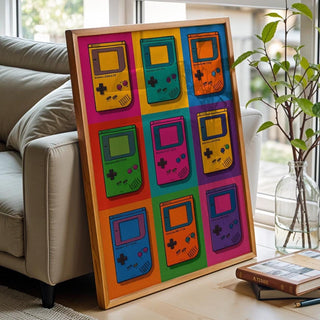 Retro Gaming Pop Art Poster | Bright Game Console Wall Print | 90s Nostalgia Gift | Bold Gamer Room Decor | Free Shipping - Just Great Posters