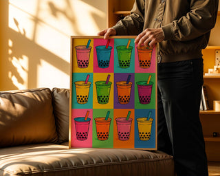 Bubble Tea Pop Art Poster | Colourful Boba Drink Wall Print | Cute Cafe Decor | Kawaii Boba Art for Boba Lovers | Free Shipping - Just Great Posters