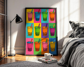 Bubble Tea Pop Art Poster | Colourful Boba Drink Wall Print | Cute Cafe Decor | Kawaii Boba Art for Boba Lovers | Free Shipping - Just Great Posters
