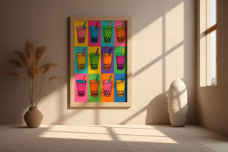 Bubble Tea Pop Art Poster | Colourful Boba Drink Wall Print | Cute Cafe Decor | Kawaii Boba Art for Boba Lovers | Free Shipping - Just Great Posters