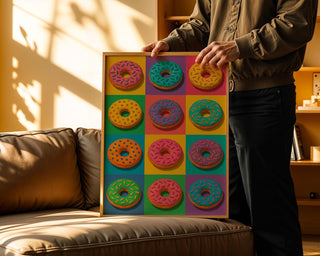 Pop Art Donut Poster | Colourful Sprinkle Donuts Wall Art | Cute Bakery Decor | Bold Breakfast Print | Free Shipping - Just Great Posters