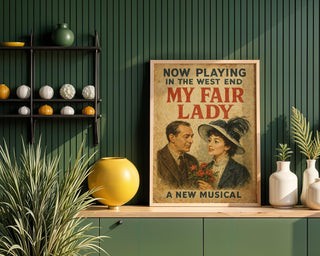 My Fair Lady Poster with Flowers | Vintage West End Musical Print | Retro Romance Theatre Wall Art | Free Shipping - Just Great Posters